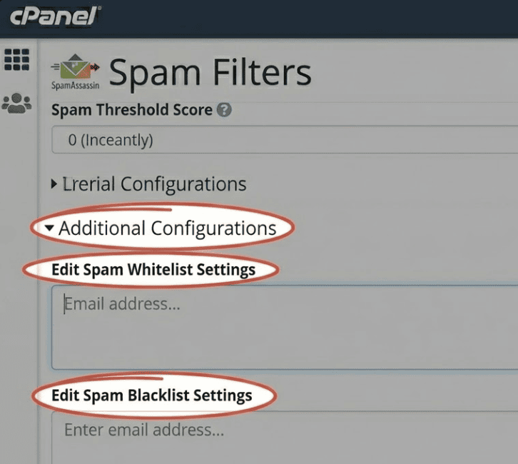 Additional cPanel settings with whitelist and blacklist